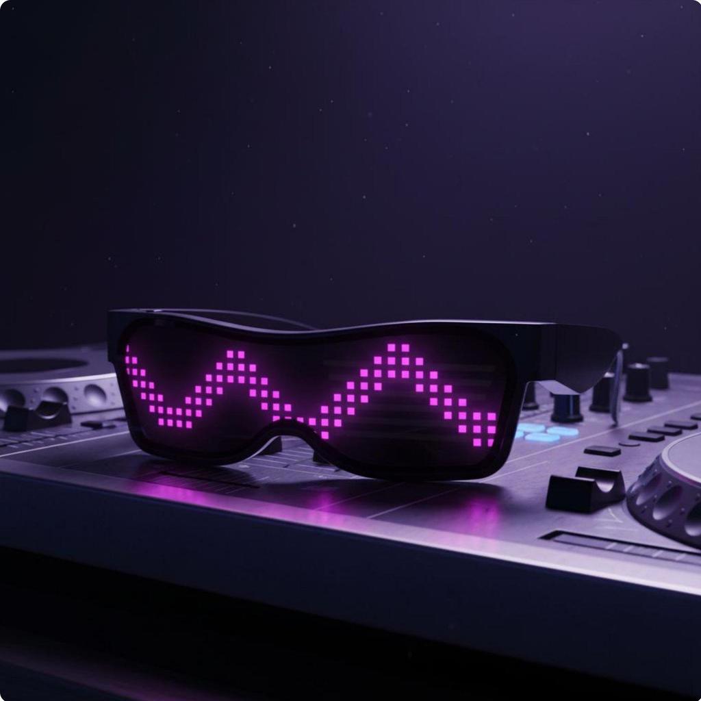 Glowing Glasses USB USBCharged LED Multiple Display Modes Novelty Eyewear for Ravers, DJs,