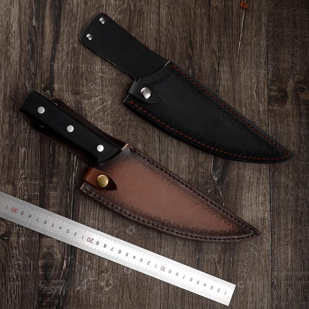 8inch Leather Case Outdoor Camping Knife Sheath Tool Bag Home DIY Knife Holder Leather Sheath Kitchen Knife Cover  for Fixed Blade Knife