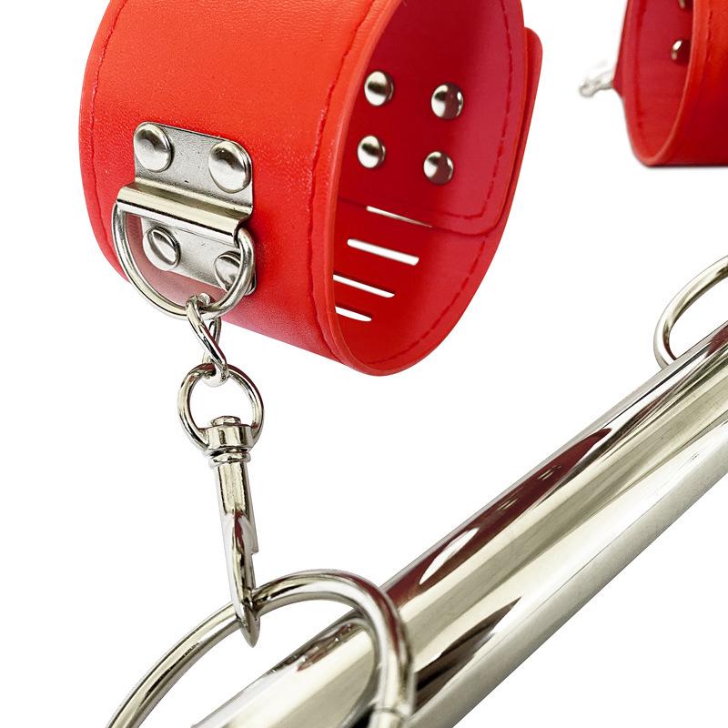 Lockable Stainless Steel Bondage Set: Adult SM Handcuffs & Footcuffs with Removable Pipe