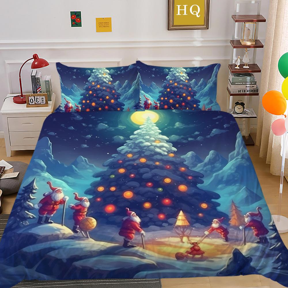 Weihnachtselch 3D-gedruckter Polyester-Kissenbezug Bettbezug Zweiteiliges oder Dreiteiliges Set erhältlich