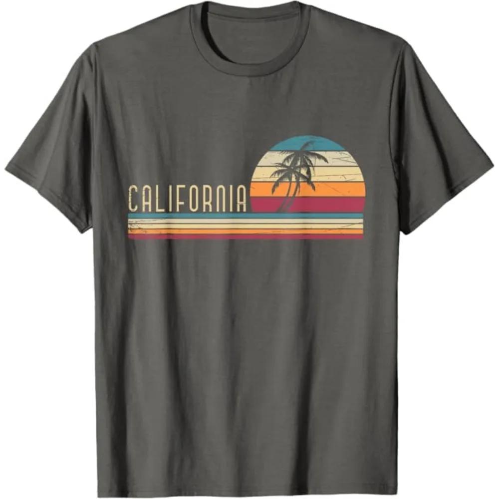 Cali Summer Vacation CA Palm Trees USA Retro California TShirt Men Women Summer Fashion Cotton Roundneck Shortsleeved Top