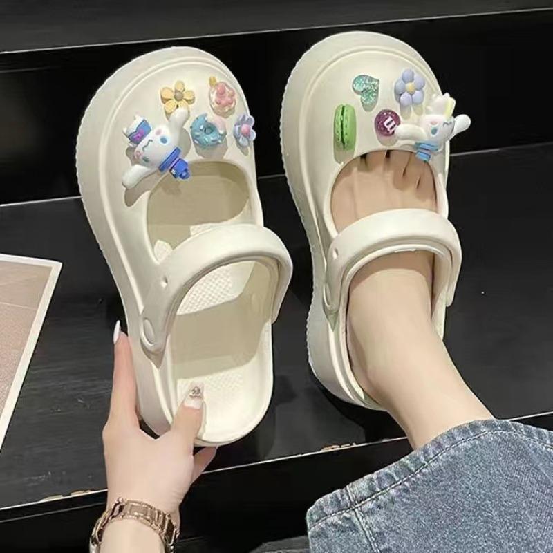 Mary Jane Slippers Women's Summer Wear Non-slip Thick-soled New Hole Shoes Bag Head Half-drag Sandals