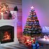 4 Feet Prelit Artificial Christmas Tree with Multi-Coloured Fiber Optic LED Light, Holiday Home Xmas Decoration, Green