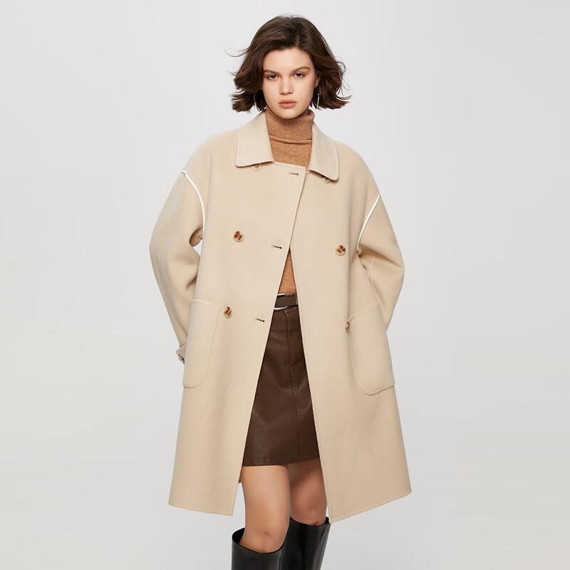 

Women s Mid-Length Wool Blend Lapel Coat M