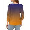 Women's Fashion Casual 3/4 Sleeve Print Shirt Women's Round Neck Tops