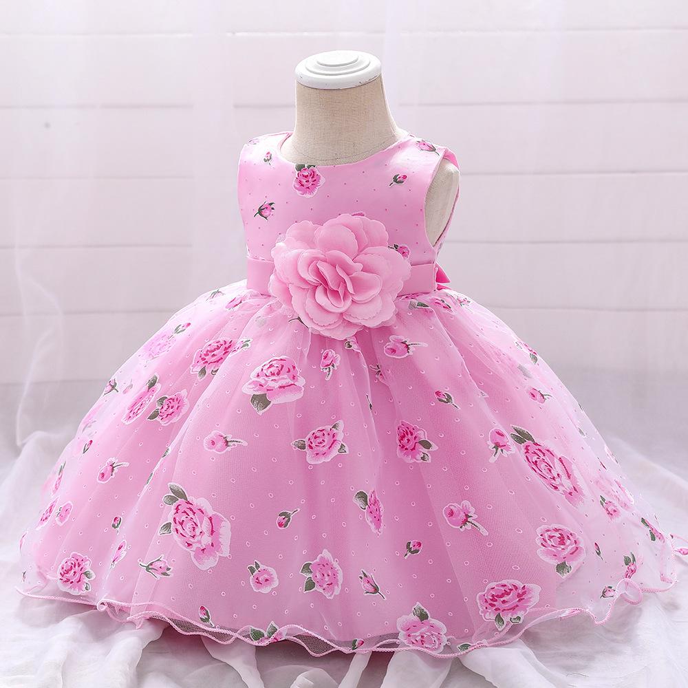 0-10 Years Summer Toddler Baby Girls Dress For Party Wedding Birthday Print Flower Christening Gown Children Clothes Floral