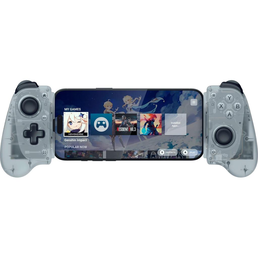 Razer Kishi V3 Phantom White Edition Mobile Gaming Ergonomic Smartphone Charging Razer Nexus Connection Controller iPhone/Android Compatible,