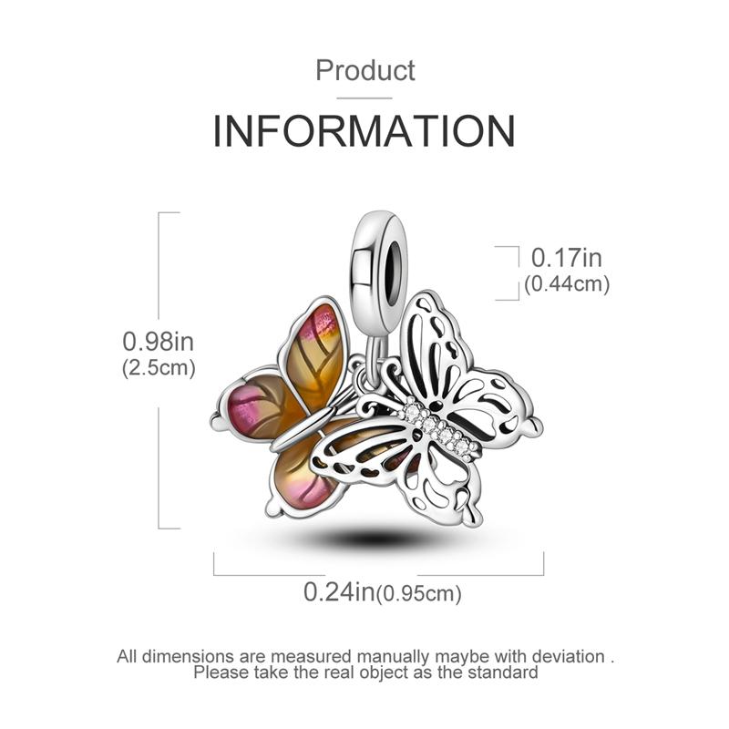 Charmscopper Plated Creative Double-Layer Butterfly Pendants Fit Charms Original Bracelet Beads Women Jewellery Making