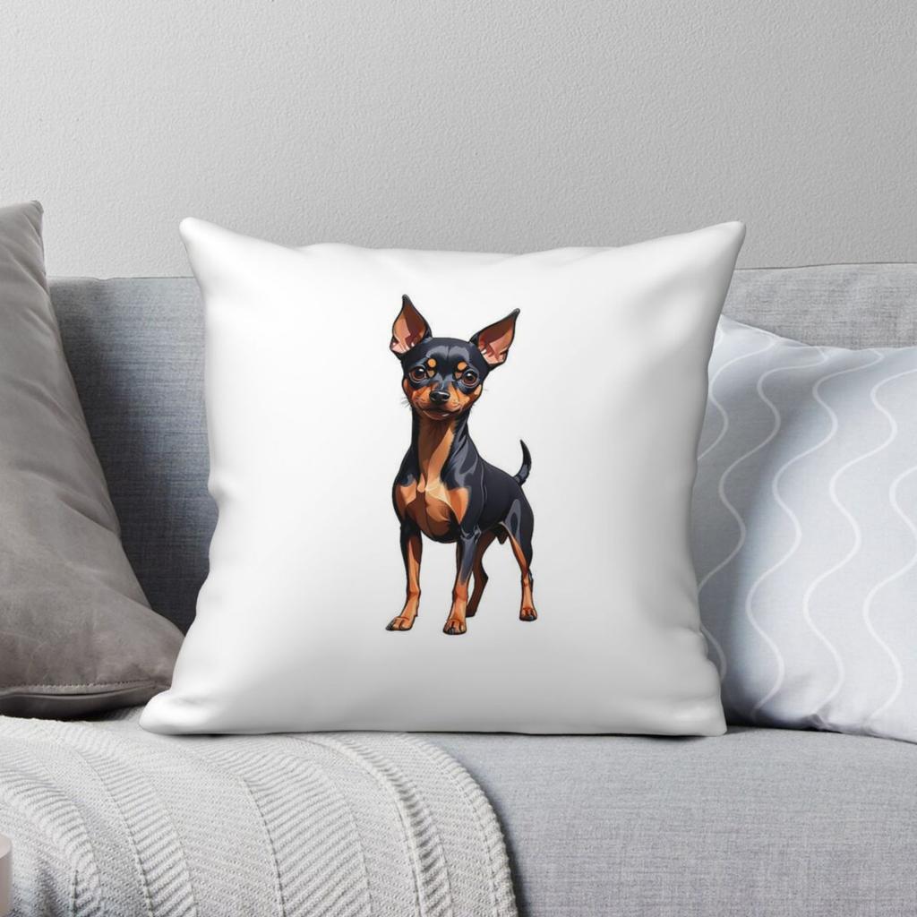 Zwergpinscher Hund Kissenbezug Polyester Leinen Samt Bedruckt Reißverschluss Deko Kissenbezug Heim Kissenhülle