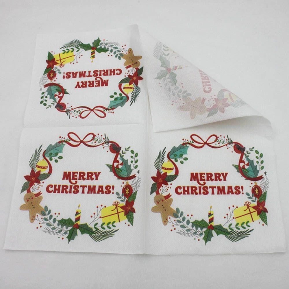 Santa Claus Table Decor X-mas Paper Napkins Lunch Paper Napkins For Decoupage Christmas Napkin