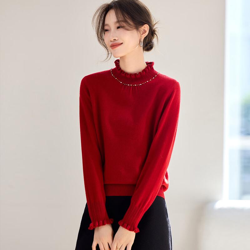 Женский вязаный свитер Srcr из 100% шерсти с отделкой оборками M