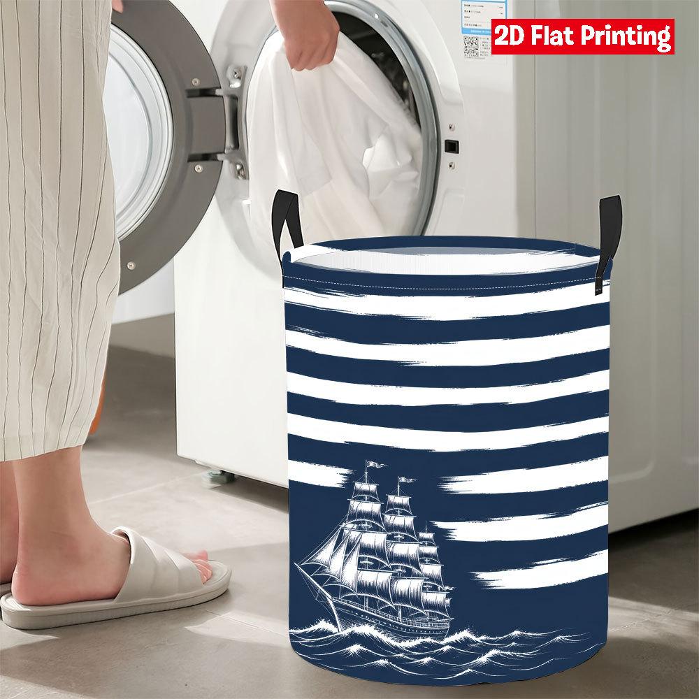 Collapsible Laundry Basket Large Round Waterproof Fabric Hamper Dirty Clothes Storage Bin Toy Organizer with Handles