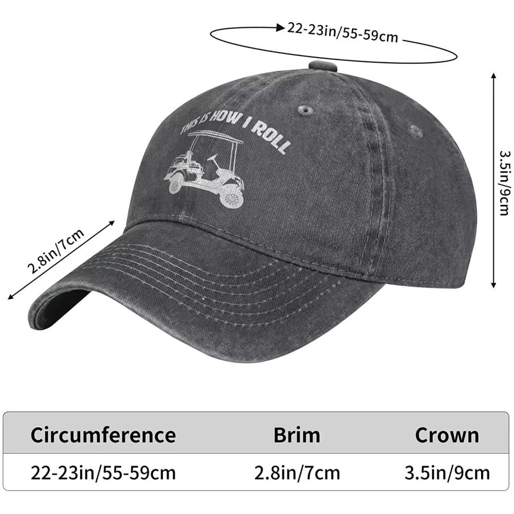 This Is How I Roll Golf Cart Hat Funny Golfers Adjustable Cotton Denim Baseball Cap for Men & Women