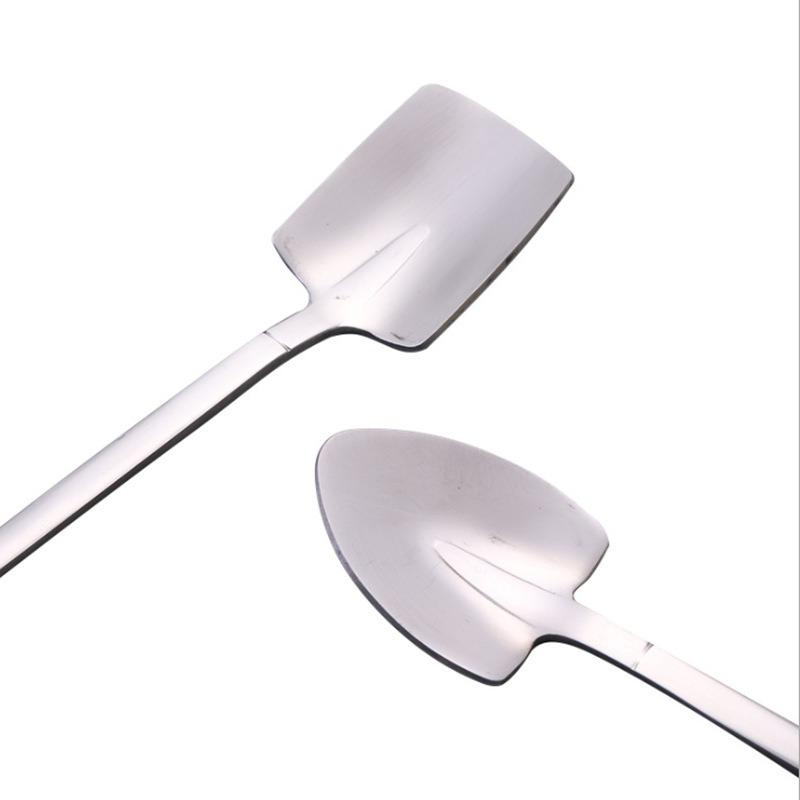 20/2x Stainless Steel Shovel Spoons Gold Silver Mini Coffee Teaspoon Fruit Ice Cream Dessert Spoon Scoops Kitchen Tableware Set