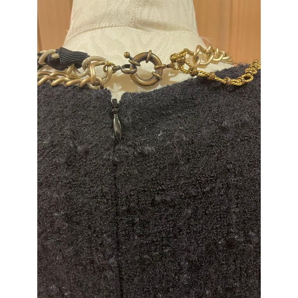 Used MOSCHINO Black Sleeveless Tweed Dress with Necklace