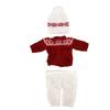 Newborn Costume Christmas Themed Baby Outfits Photography Props Mohair Hat Top Shorts Set(Red )