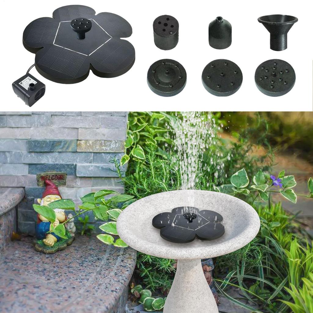 Bird Bath Solar Fountain Flower-Shaped Water Fountain Pump Waterfalls Outdoor Birdbath For Pool Pond Landscape Yard Patio Porch