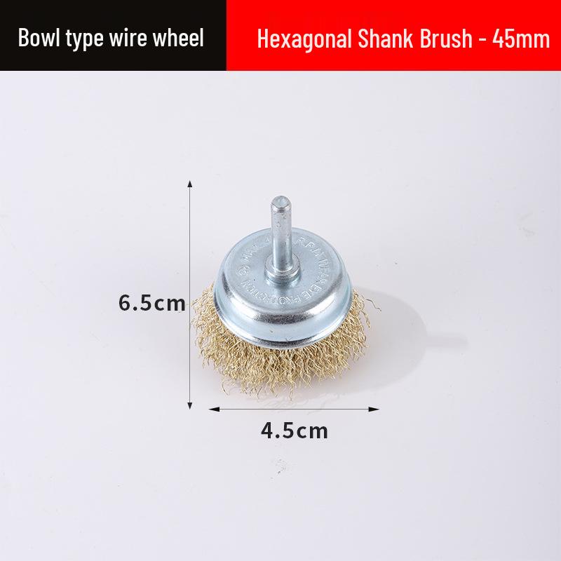 Electric Wire Brush Head with Handle for Rust Removal - 6mm Grinding Wheel Attachment