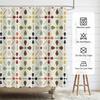 Mid Century Modern Shower Curtain, Geometric Abstract Bathroom Decor Set With Hooks, Waterproof Washable Retro Fabric Decor