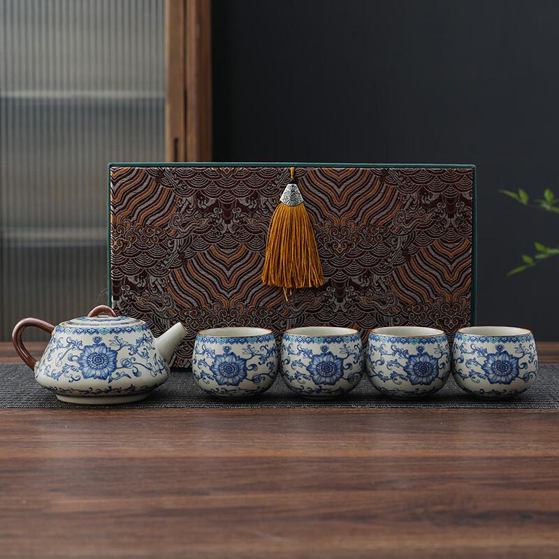 Ru Kiln Ceramic Lotus Tea Set