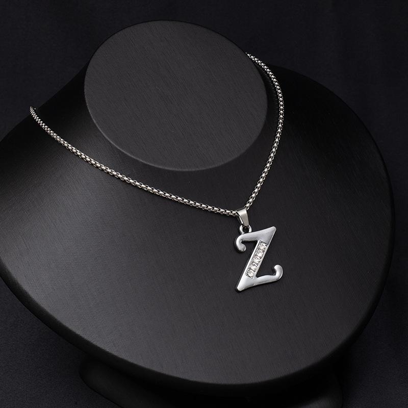 Shiny Rhinestone A-Z Letters Necklace Alphabet Initial Pendant Women Men English Letter Trendy Jewelry Gift