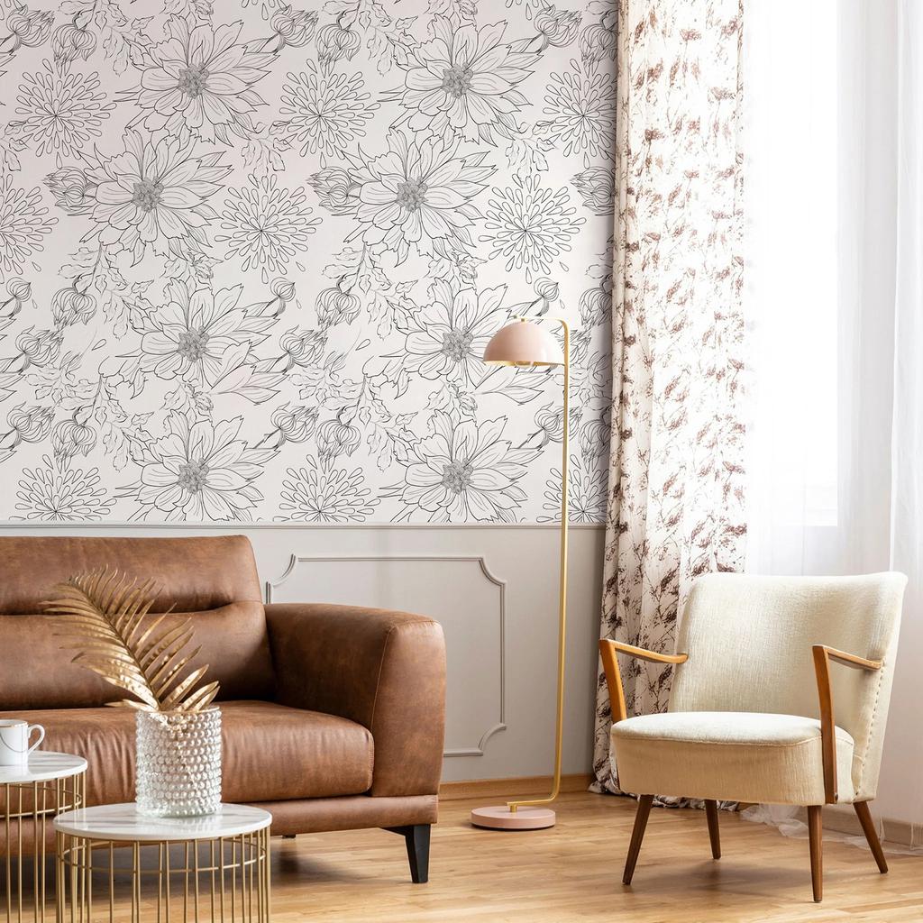 Vintage Blumen Tapete Selbstklebend Schwarz Weiß Pfingstrose Tapete Abnehmbare Wandschrank Deko Kontaktpapier