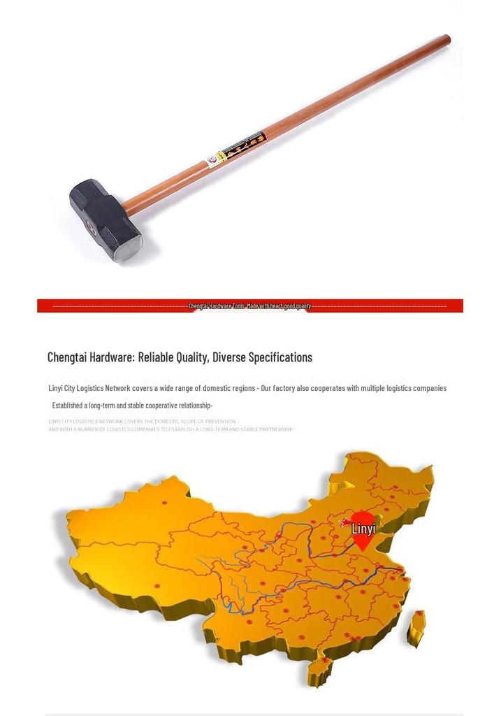 1.2m Wooden Handle Octagonal Demolition Sledgehammer - Heavy Duty Construction Site Tool