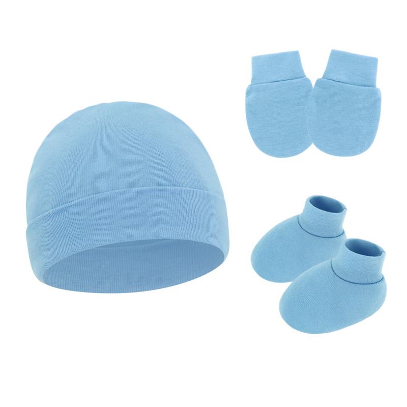 Pure Cotton Newborn Baby Hat Mittens And Booties Set, Spring Infant Cap Gloves Foot Covers For Daily Wear, Home Travel And Cute Style