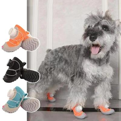 Adjustable Dog Sneakers Breathable Mesh Pet Boots with Non-Slip Oxford Soles for Dogs and Cats, Anti-Scratch Paw Protection Shoes