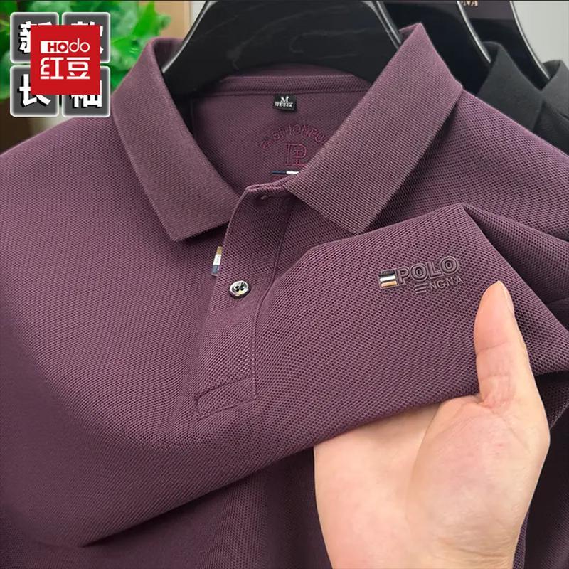 Hodo Men's Long-Sleeve Solid Color Polo Shirt