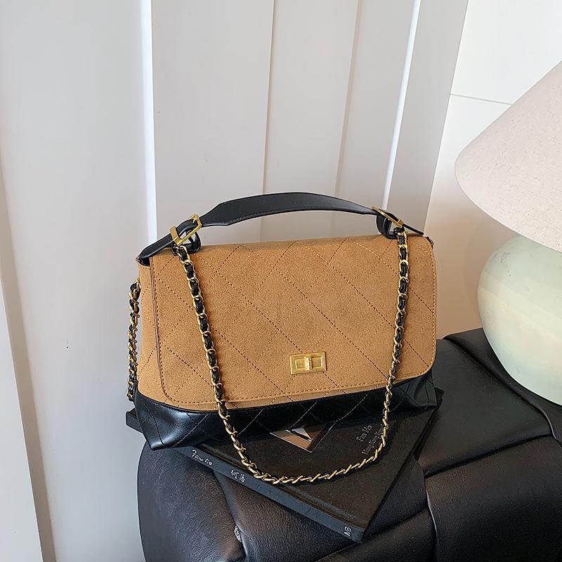 

Новая высококачественная сумка-портфель с контрастной вышивкой нитью, портативная, на плечо, с темпераментом, женская сумка на раннюю осень коричневый