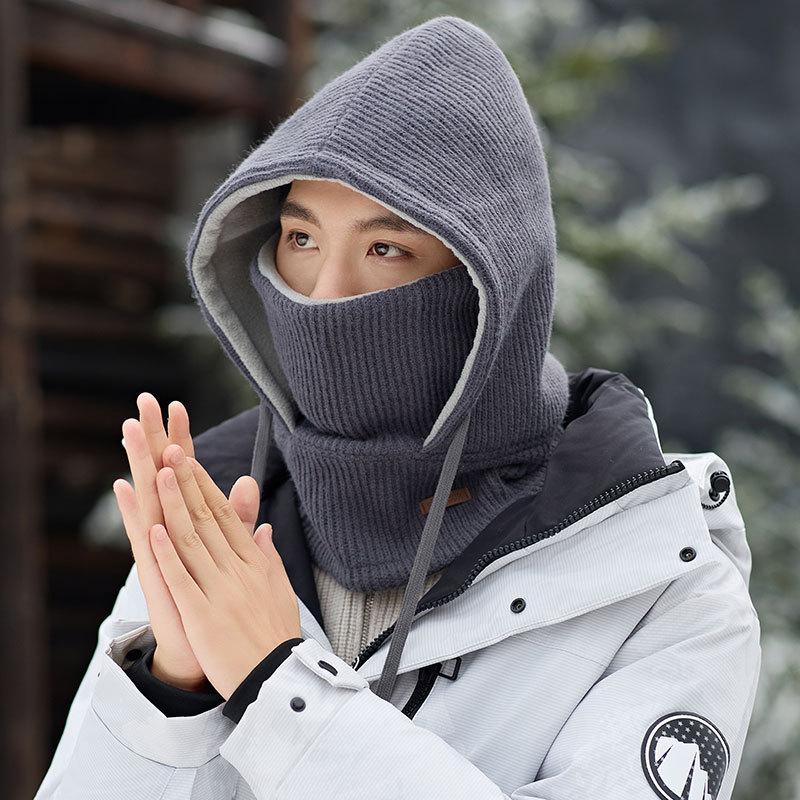 Winter Scarf Cover One-piece Knitted Hat Outdoor Women Riding Electric Car Mask Men Windproof Ski Fleece