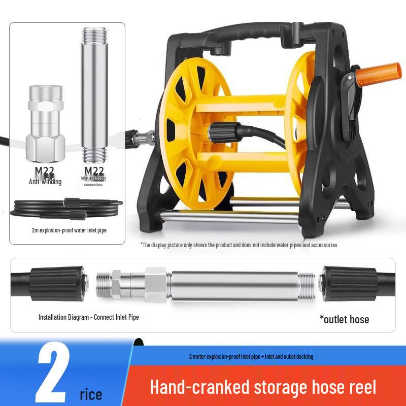 High-Pressure Water Hose Reel & Storage Rack for Car and Household Cleaning