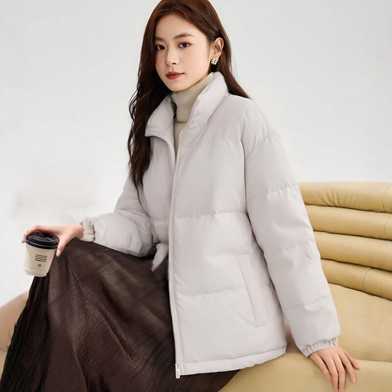 Giacca imbottita da donna a tinta unita con colletto alto