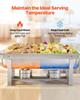 Rectangle Chafing Dish, 9.91L 4 Pack Stainless Steel Chafing Dish, Food Warmer Chafer Complete Set with Hollow Handle, 2 Food Tongs, Lid, Fuel Holder,