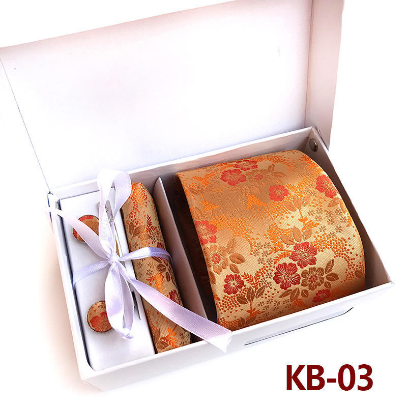 Men'S Tie Gift Box 6-Piece Set Big Flower Wedding Tie Set