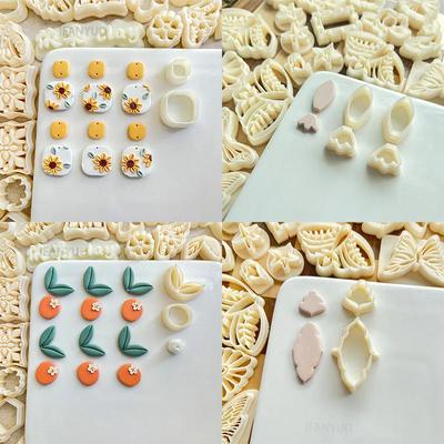 Maple Leaf/Leaf Wreath/Flower/Drop/Frame Shaped Clay Molds Plants Style Cutting Molds Tools For DIY Earring Ring Jewelry Making