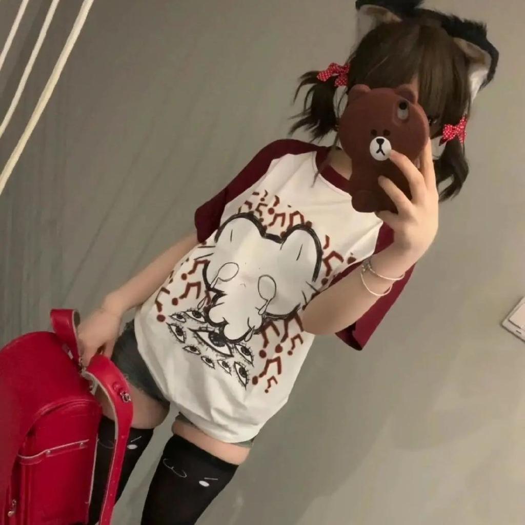 Mädchen Niedliche Y2K T-Shirts Kurzarm Party Club Tops Lässige T-Shirts für Damen T-Shirts