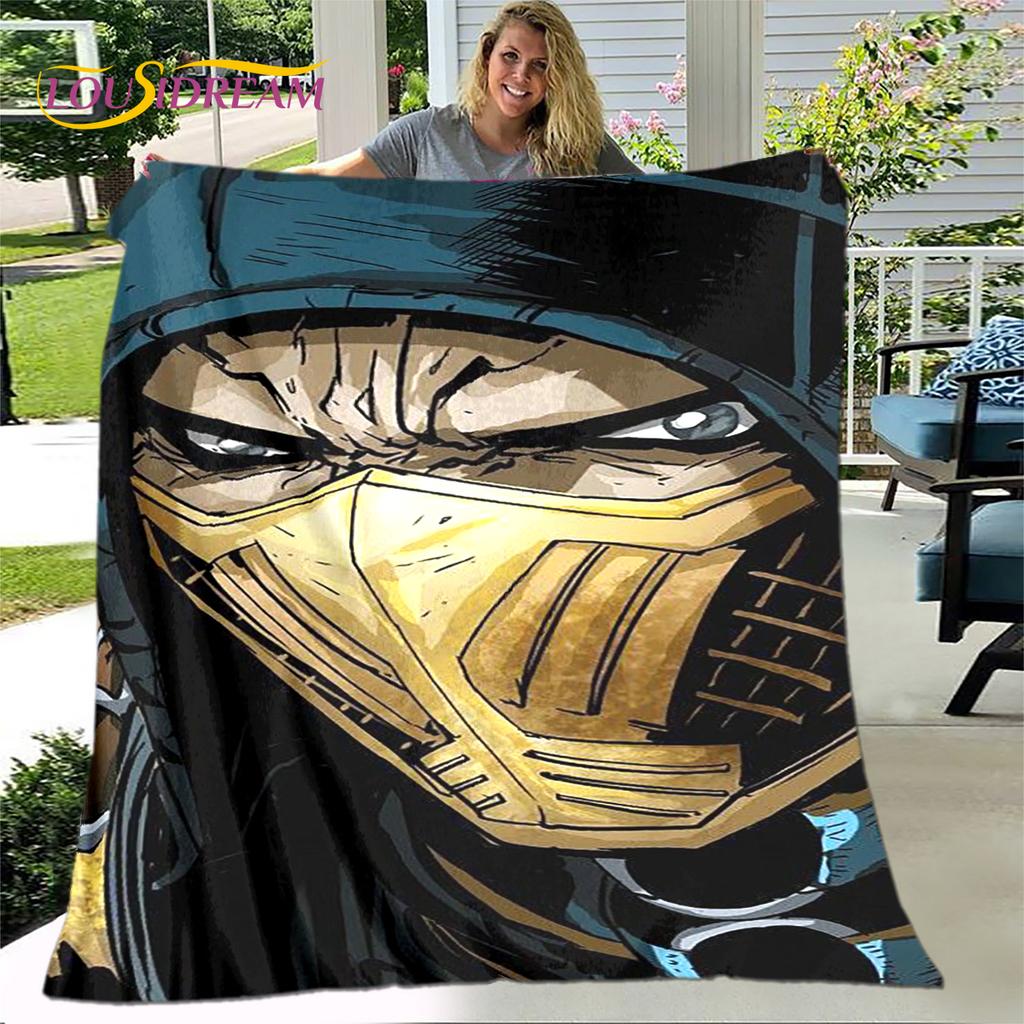 New Cartoon Mortal Kombat Blanket,Flannel Blanket Throw Blanket,Soft Warm Blanket for Living Room Bedroom Beds Sofa Decor Gift