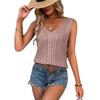 Tejido de punto casual de primavera y verano para mujer, con cuello en V, trenzado, calado, para vacaciones