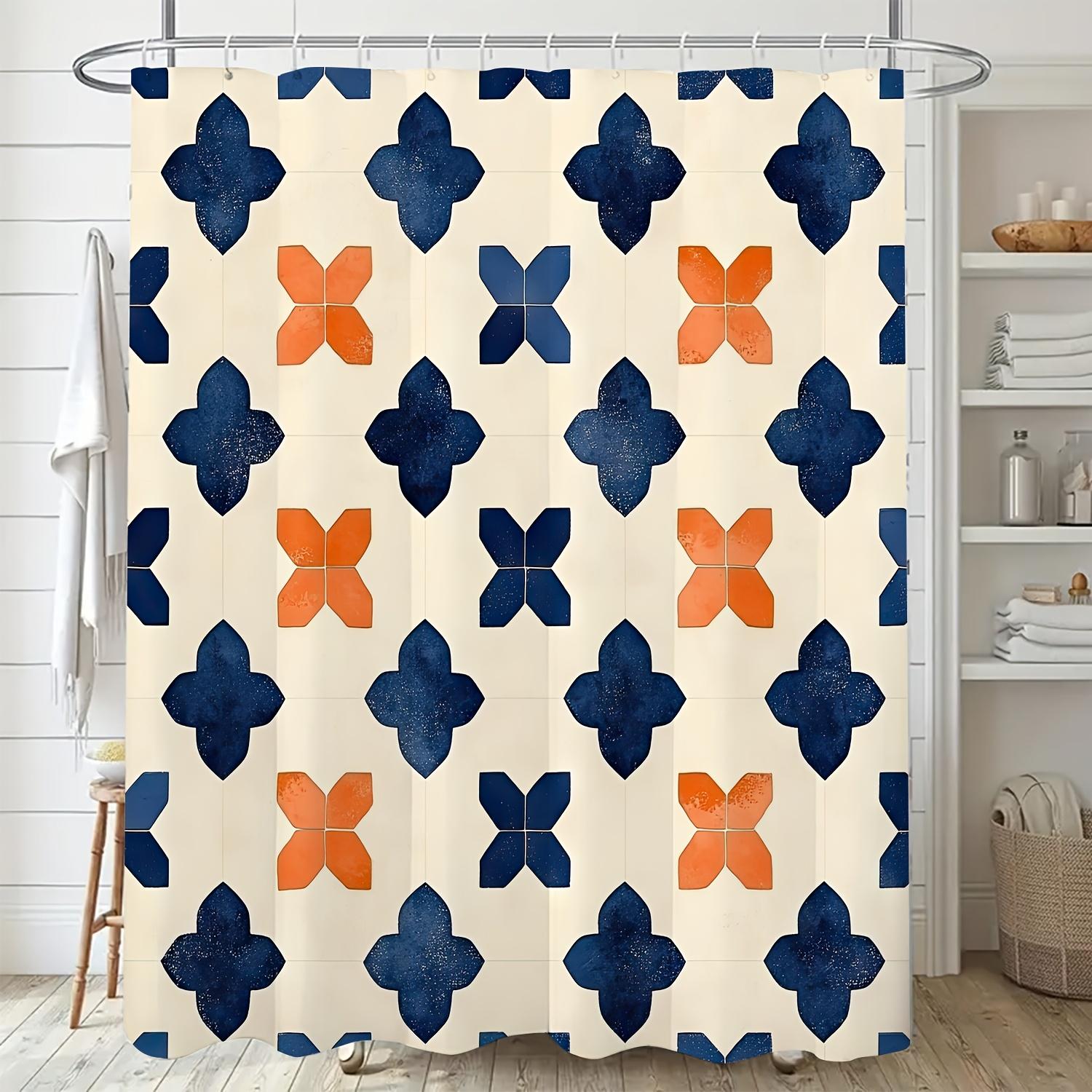 

Moroccan Abstract Line Color Shower Curtain - Modern Art Design, Machine Washable, Includes Hooks, Partially Lined W90xH180cm