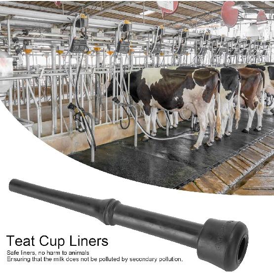 Fdit 4Pcs Rubber Milking Liner Goat Cattle Use Milking Liner Parts Milking Machine Accessories for Breeding Industry(Black)