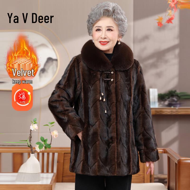 

Yalu Women s Plush Lined Winter Coat for Middle-Aged Mothers 5XL