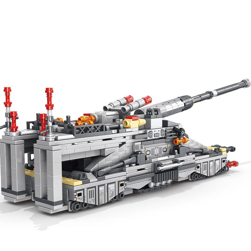 Military MOC 853pcs Schwerer Gustav Model Heavy Gustav Cannon Gun Building Blocks DIY With Tank Bricks Toys For Kids Boys