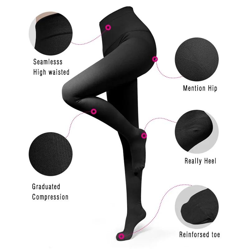 Extra-large pressure compression pantyhose, 20-30 mmHg, above-knee length, support stockings, pressure tight pants
