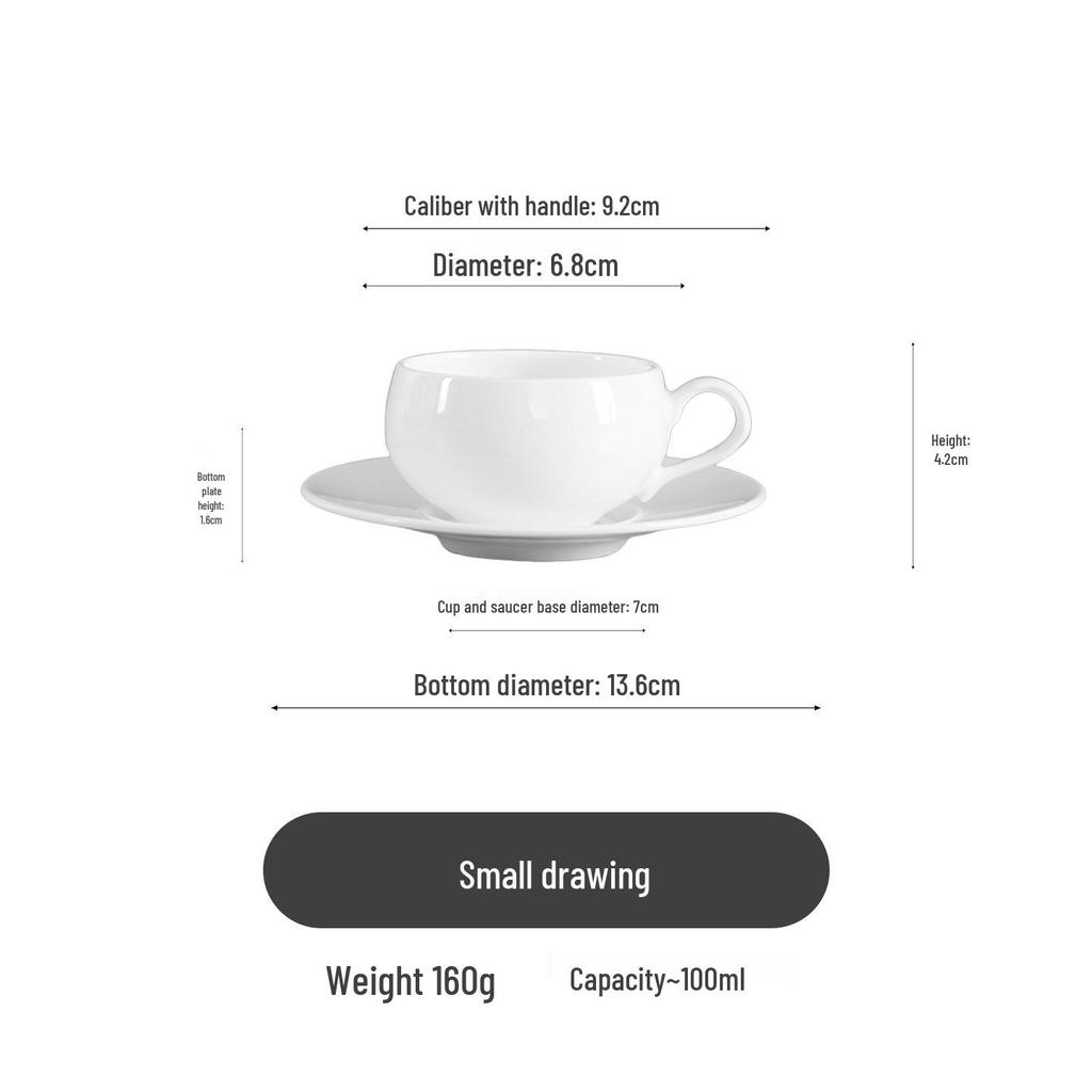 Pure White Bone China Espresso Cup & Saucer with Gold Rim, 80ml