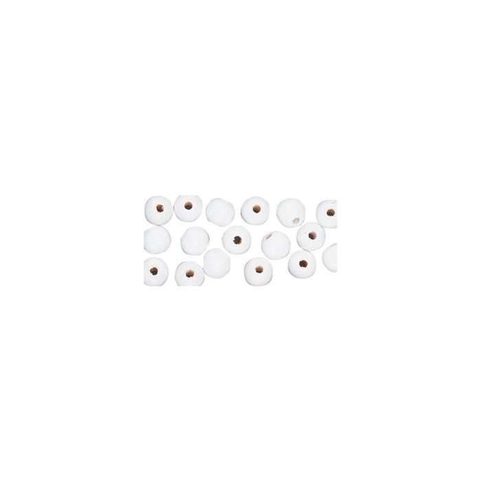 Perles en bois poli 1 cm Blanc 52 pièces