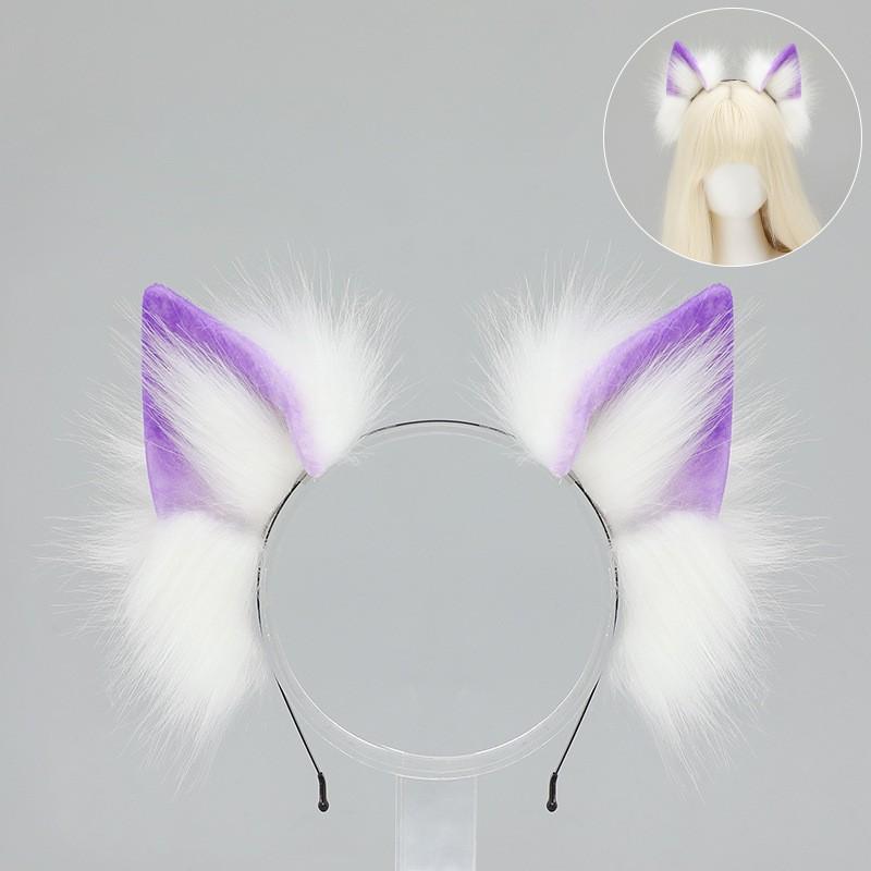 Handmade Kawaii Lolita Wolf Ear Headband Plush Animal Ears Cosplay Accessory Anime Convention