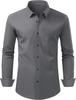 Camisa Social Masculina de Manga Longa Elástica Não Amassa - Cor Sólida