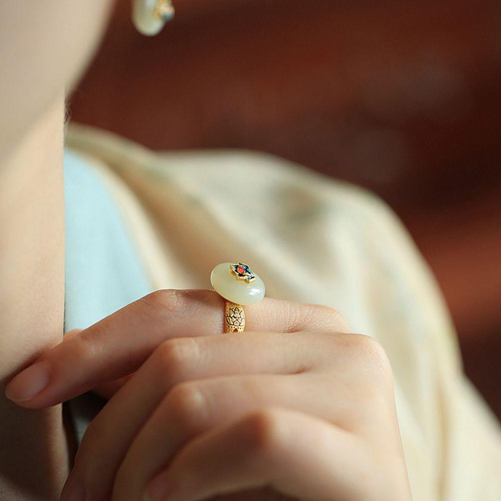 vintage retro Open Elegant Party Jewelry Adjustable Lotus Chinese Style Ring  Ancient Ring
